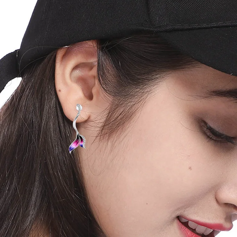 New-Silver-color-Flower-Earrings-For-Women-Drip-fashion-Flower-Inlay-Zircon-Long-Stud-Earrings-gifts