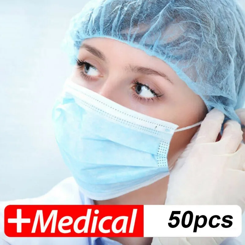 

Disposable Face Masks Medical Mask Salon Flu Mask 50PCS
