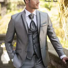 Изготовленный на заказ мужской легкий 3 шт свадебный костюм жениха с брюками Slim Fit мужской смокинг костюм для свадьбы выпускного вечера Лучший мужской костюм