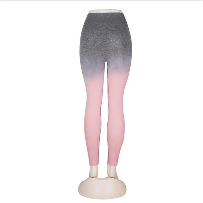 peach pants REVERIEUOMO Модные Фитнес-Леггинсы Ombre бесшовный укороченный Топ для женщин комплект из двух предметов Спортивная Толстовка спортивный костюм женские наборы - Цвет: peach pants