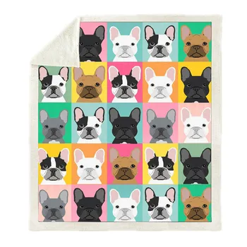 

3D Digital Printed Different Dog Square Blanket Winter Fashionable Cotton Thick Blankets Double Layer Patchwork Blanket Fleece