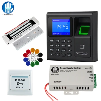 

Fingerprint Access Control System Biometric RFID Keypad Card Reader + Power Supply + Door Locks Electric Magnetic Strike Lock