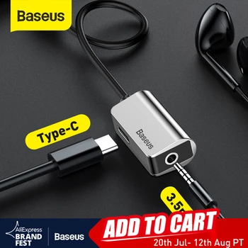 

Baseus L40 USB C to Jack 3.5 Aux Adapter Type C Cable Extension Audio Splitter 3.5mm AUX Earphone Converter For Huawei Xiaomi