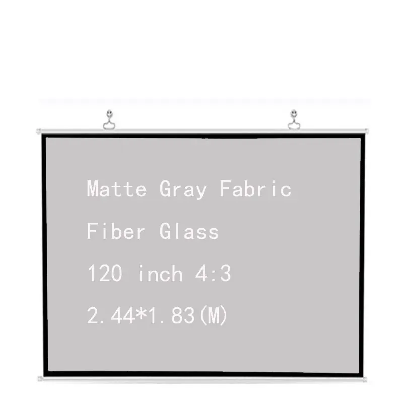 Thinyou Matte Gray Fabric Fiber Glass 120 inch 4:3 Projector Screen Wall Mounted Matte White for Wall Mounted Home Theater