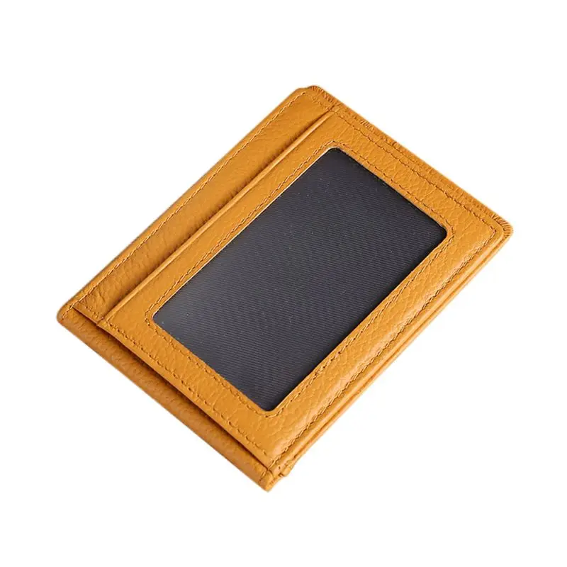 Коричневый Portable Genuine Leather Drivers License Card Holder Organizer Clear Window Wallet Case A69C - Цвет: Коричневый