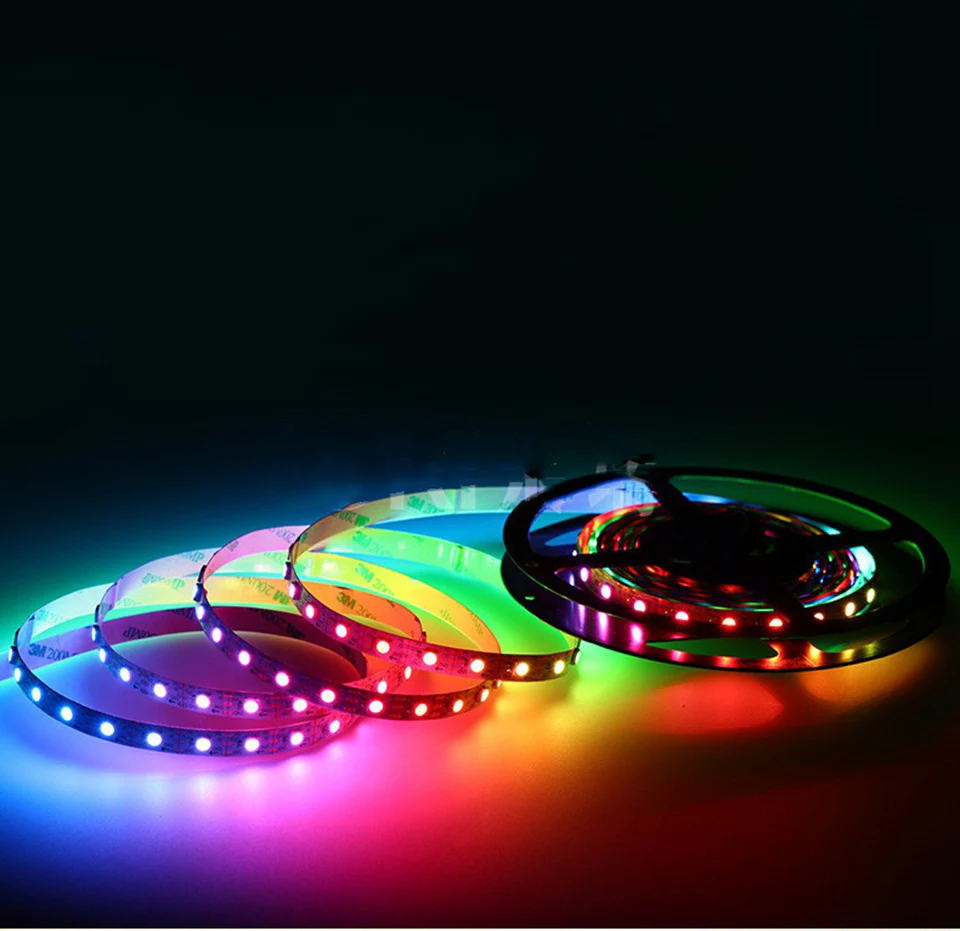 DC12V 5 м 30/48/60 светодиодов/m 5050 SMD RGB WS2811 смарт-пикселей светодиодные полосы адресуемых WS2811IC черный/белый печатных плат