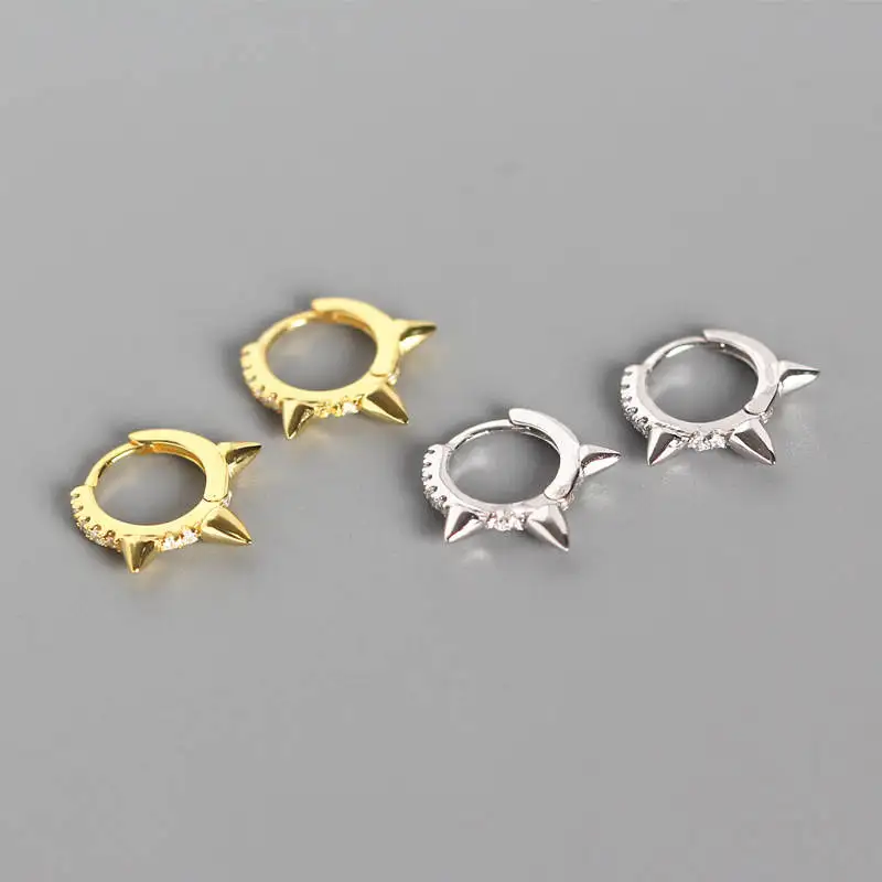 Real 925 Sterling Silver Cubic Zirconia In Small Hoop Earring With Three Corners Fashion Fine Minimalist Jewelry For Women Cheap | Украшения