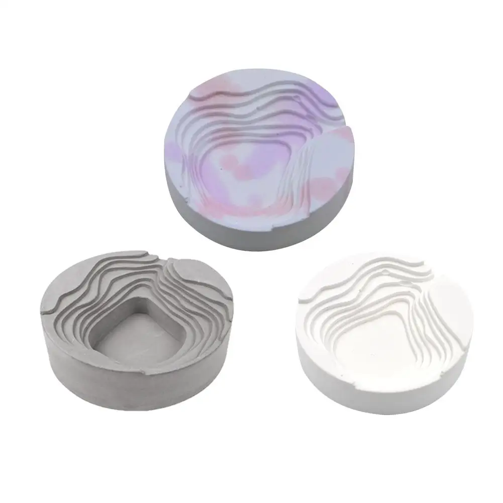 Molde De Silicone Arte Cinzeiro De Concreto De Cimento Placa De Armazenamento De Socalcos Projeto гипсовая силиконовая форма