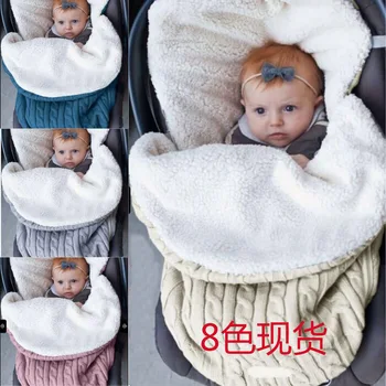 

Popular in Europe and America children's Plush sleeping bag thickened knitting warm wool cart blanket can wear wool cart
