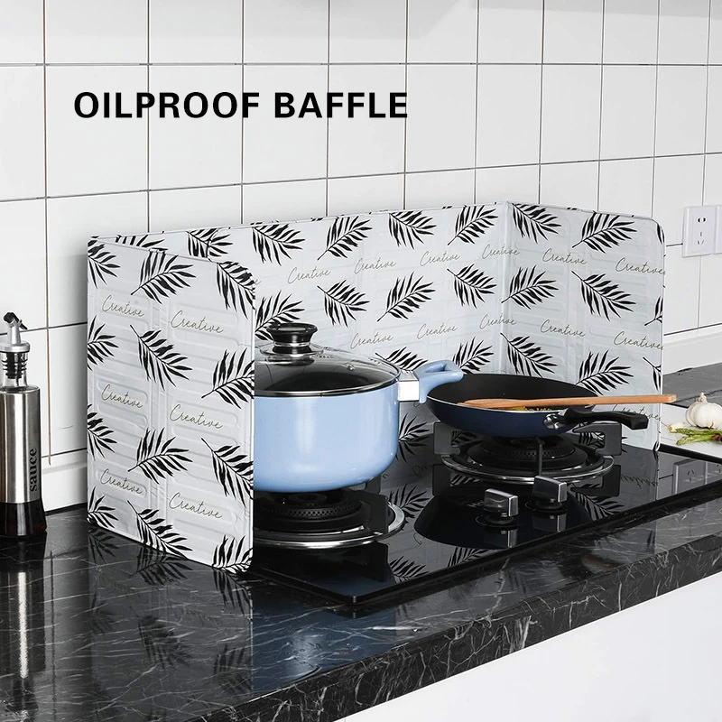 

Kitchen Oil Splash Foil Baffle Gas Stove Spray Oil Protect Foldable Screen Heat Insulation Aluminum Anti Splashing Partition