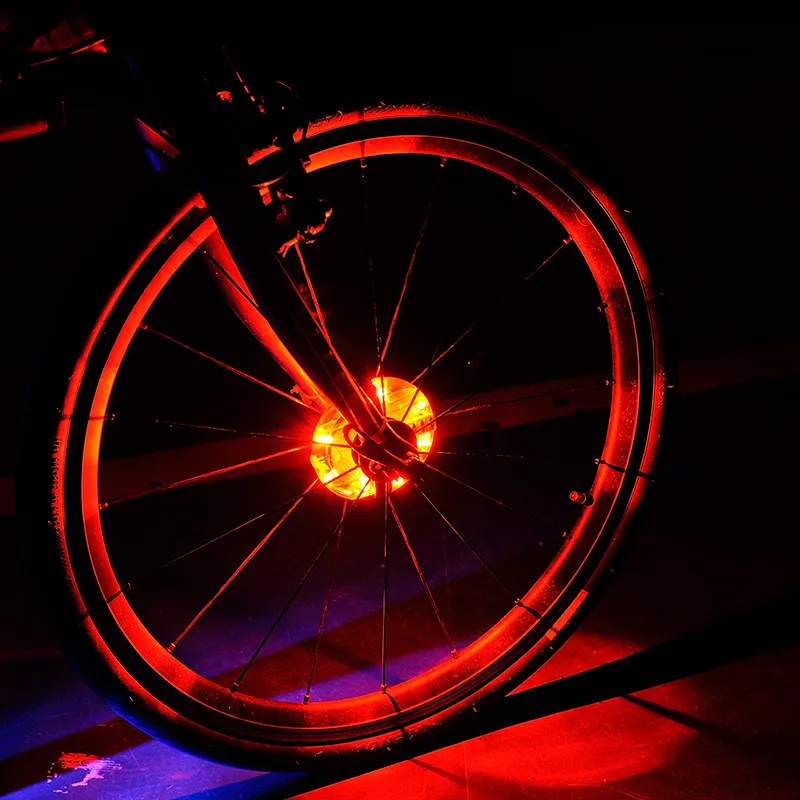Bike LED Flower Drum Wheel Light Mountain Bicycle Front/Tail Hub Light Spoke Warning Lamp Night Riding Cycling Decoration Light