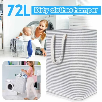 

72L Clothing Laundry Basket Stand Toy Storage Box Super Large Bag Cotton Washing Dirty Clothes Big Basket Organizer Bin Handle