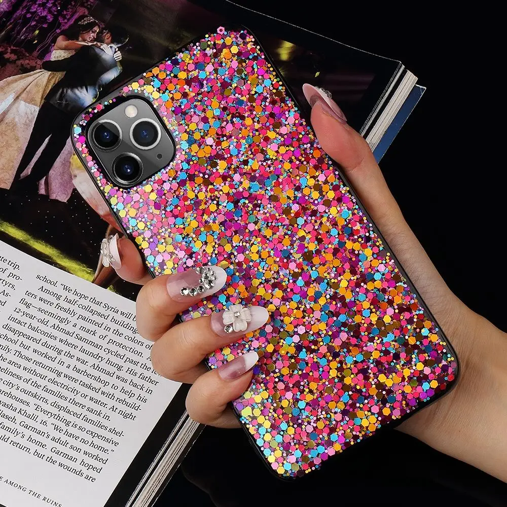 LCHULLE Glitter Bling Sequins Case for IPhone 11 Pro Max X XR XS 6 6S 7 8 Plus 5 5S SE 2020 Soft Slim Cover Coque Capas Fundas |