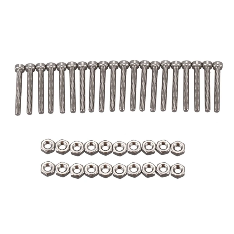 

M3x25mm Hex Socket Head Knurled Cap Screws Bolts Nuts Set 20Pcs