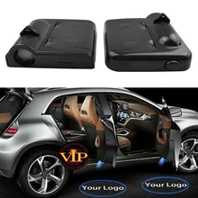 2 шт. беспроводной светодиодный светильник для двери автомобиля с логотипом для peugeot для Mercedes-Benz Kia Audi Renault Nissan проектор Ghost Shadow лампа