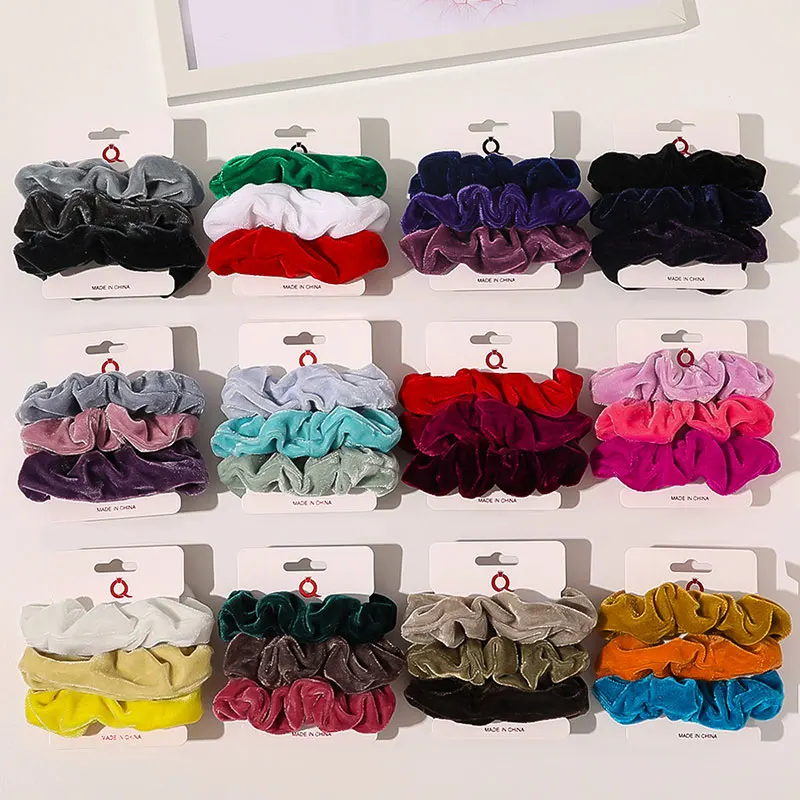 

1/3 Pcs/Set Woman Fashion Scrunchies Velvet Hair Ties Girls Ponytail Holders Rubber Band Elastic Hairband Hair Accessories
