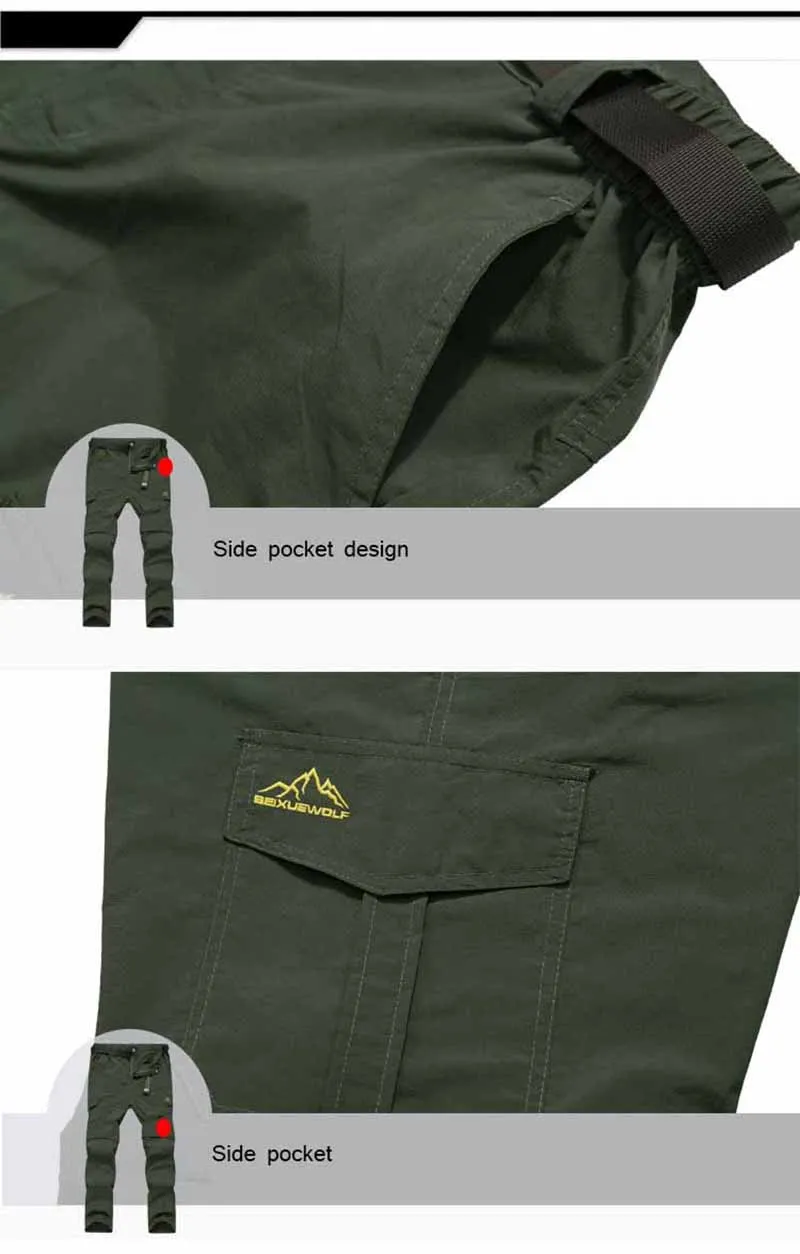 Мужские горные походные брюки-трансформер легкие быстросохнущие брюки кемпинговые Термические велосипедные штаны для рыбалки путешествия армейский зеленый