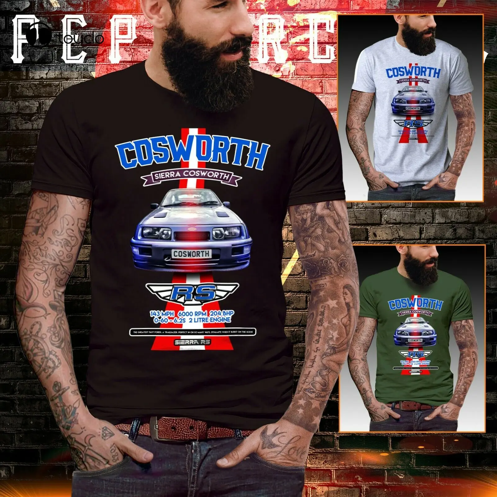 Sierra Rs Cosworth T Shirt Boy Racer Drift Mens Testa A Benzina Vintage A Prezzi Accessibili