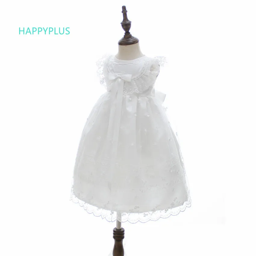 HAPPYPLUS/кружевное платье на крестины для маленьких девочек; платье принцессы для первого второго дня рождения; детское платье для крещения; платье для малышей на свадьбу