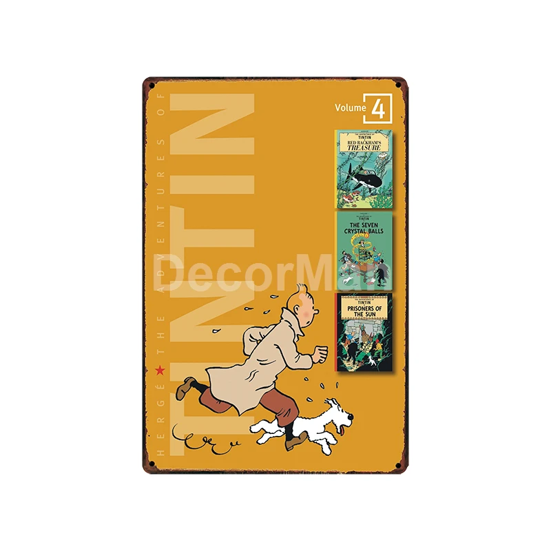 [DecorMan] TINTIN adventures мультфильм жестяная вывеска на заказ росписи картины Бар Декор LT-1828