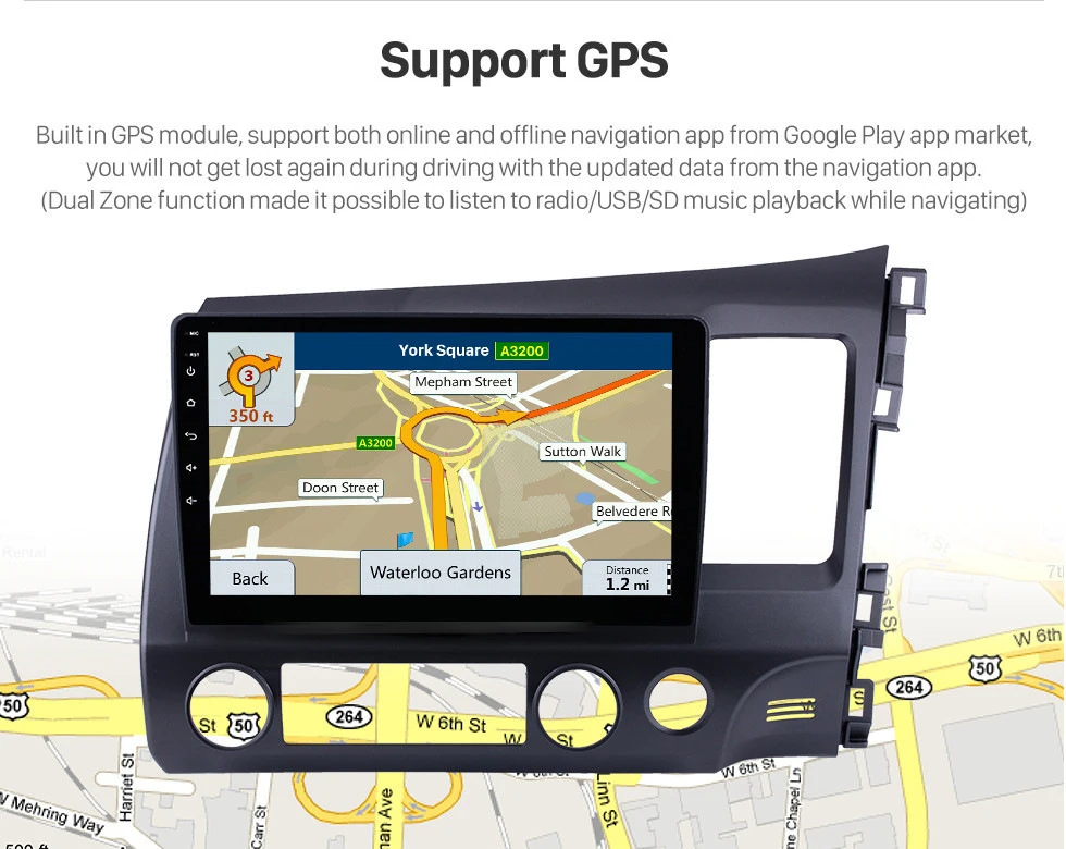 10,2 дюймов Android 9,1 автомобильный Радио Автомобильный gps навигатор для 2006-2011 Honda Civic правый руль стерео головное устройство dvd-плеер