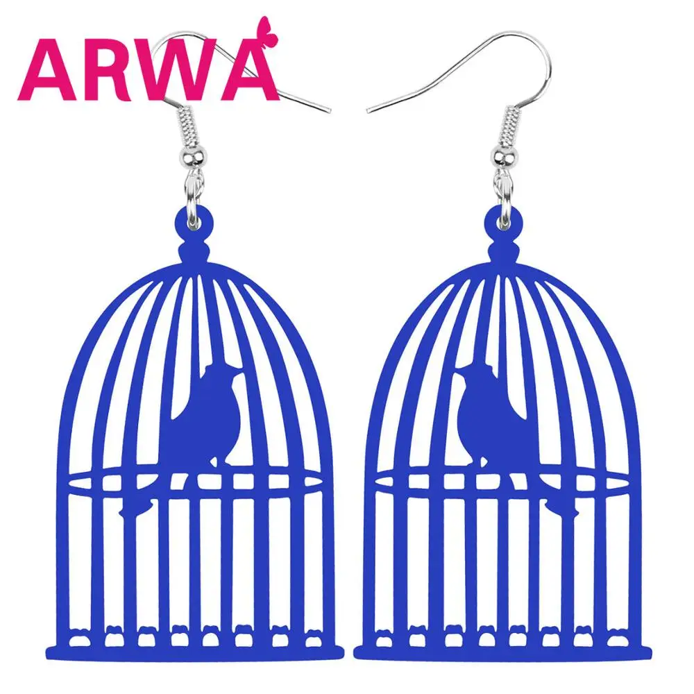 ARWA акриловые полые наклейки птицы и птичья клетка серьги в виде животных