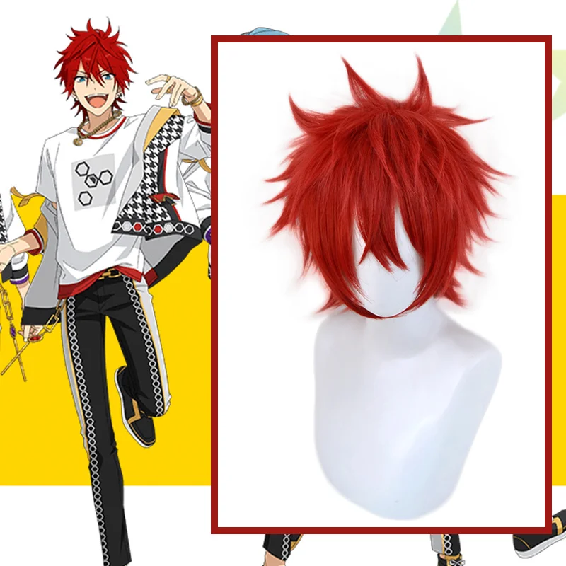 Game Ensemble Stars Cosplay Wigs Amagi Rinne Wig ES Crazy B Heat Resistant Synthetic Red Hairs Accessory | Тематическая одежда и