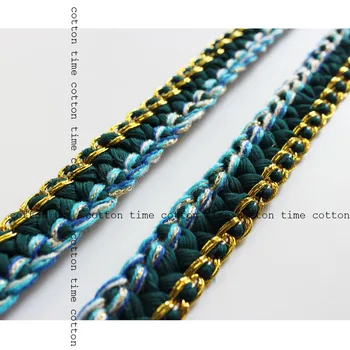 

4 yards Tweed Webbing golden mixed ribbon fabric Trimming in vintage style accessory for bag garment free shipping