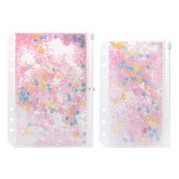 

Pink Sequins Storage Zipper Bag Case A5 A6 Divider Planner Accessories Shake Card For Spiral Notebook School Supplies