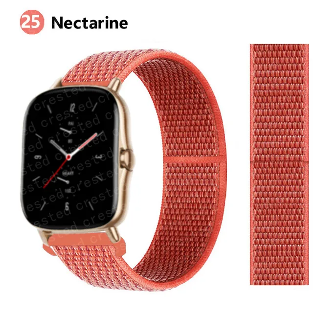 20/22mm Nylon band For Amazfit GTS/2/2e/GTS2 Mini/GTR 3 Pro 42mm/47mm/GTR2/2e/stratos 2/3 Sport Loop Bracelet Amazfit bip strap nectarine 22