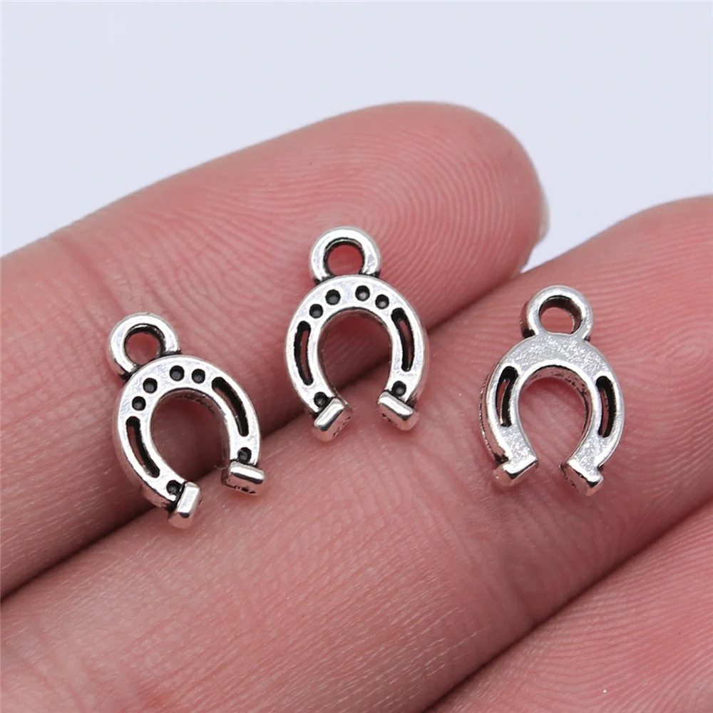 WYSIWYG 20 piezas 12x8mm Color de plata antiguo Color oro KC herradura encantos para fabricación de joyería DIY resultados de la joyería