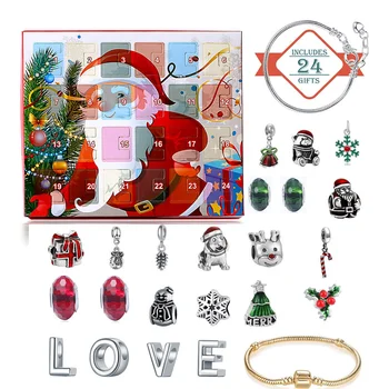 

Christmas Ornaments Calendar Gift Box Set DIY Beaded Blind Box Christmas Bracelet Charm Bracelet Gift For Women
