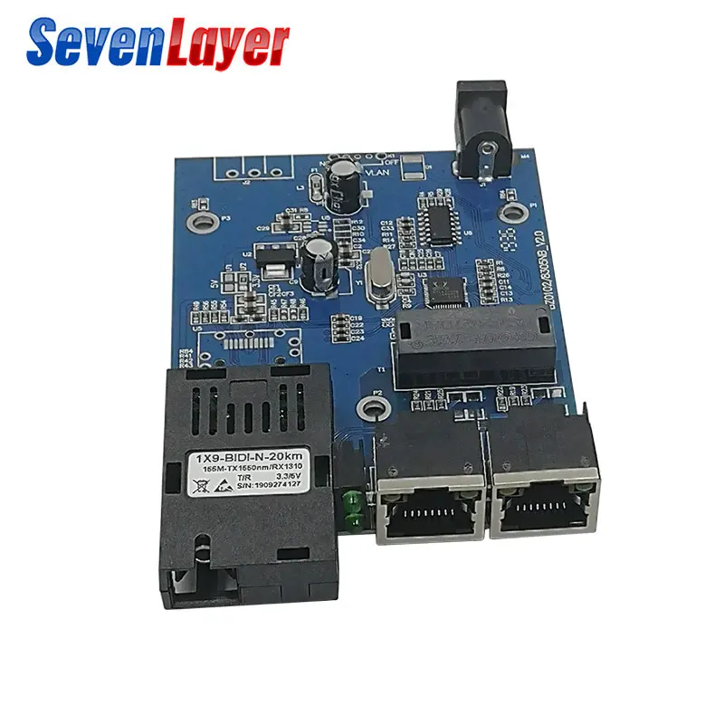 2 RJ45 1 SC 10/100M быстрый Ethernet коммутатор 20 км волоконно-оптический медиаконвертер одномодовый волоконный порт печатной платы 10 штук