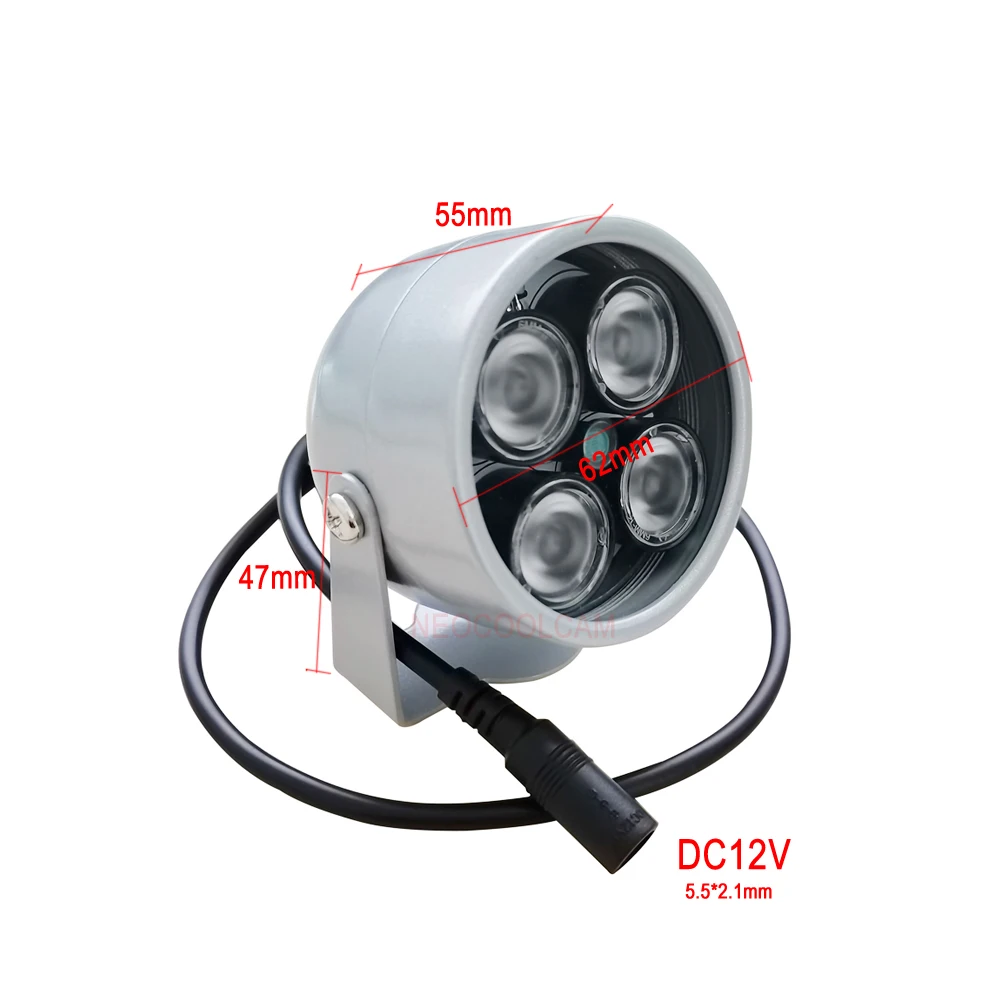 4 Array 940nm Invisible IR Led Illuminator Infrared Night Vision Waterproof CCTV Fill Light 60 90 Degree For Security Camera