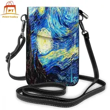Ван Гог сумка на плечо Ван Гог кожаная сумка с принтом хозяйственные женские сумки женские s трендовые тонкие кошелек для студента