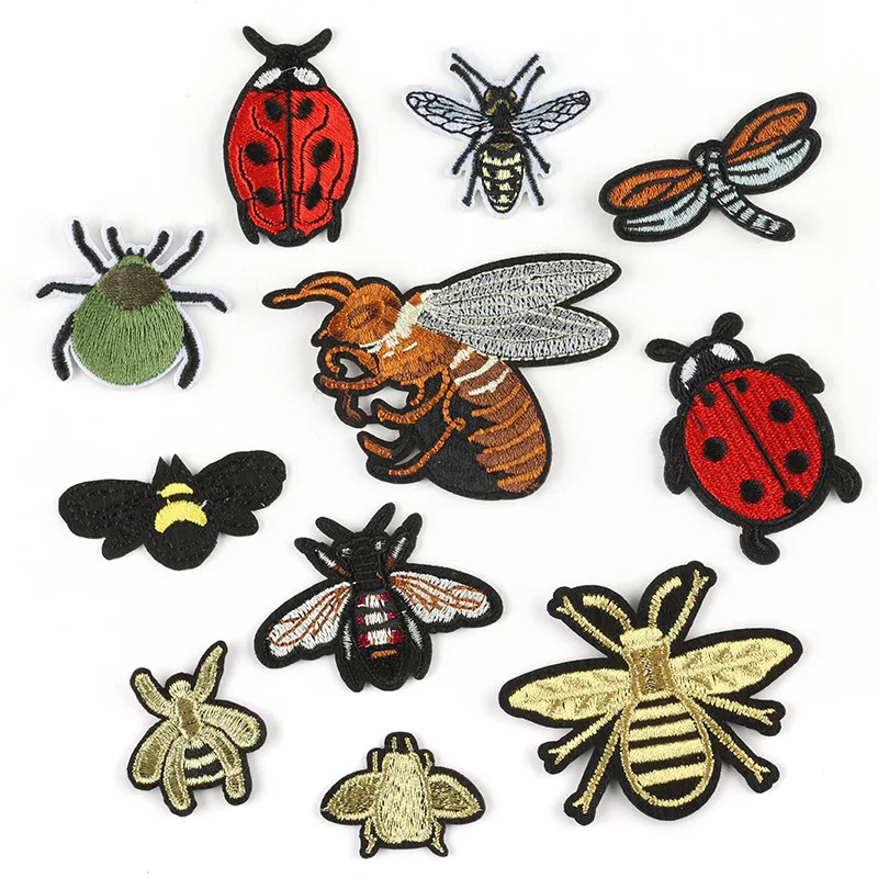 

Cartoon Bee Patches for Clothes DIY Stripes Iron on Insert Appliques Clothing Stickers Animals Embroidery Badges @E
