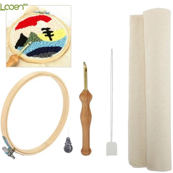 

Looen Magic Embroidery Stitching Punch Needle Set Sewing Accessories with Embroidery Hoop Fabric Cloth Kit Hand Sewing Tools