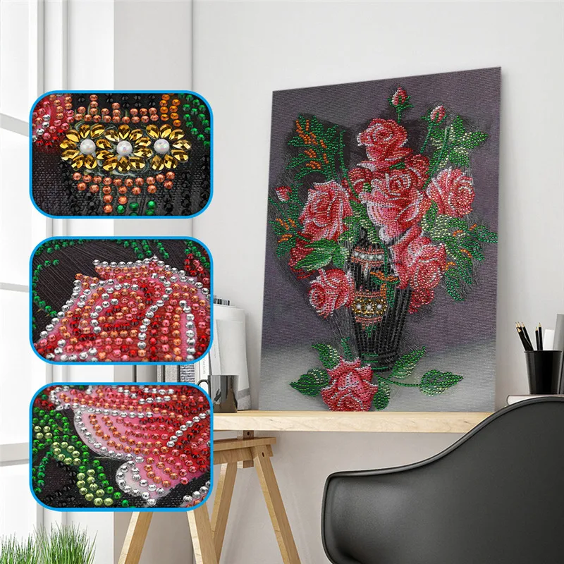 

5d diamond painting special shaped diamond embroidery rose flower picture diy partial drill cross stitch kits arts decor crafts