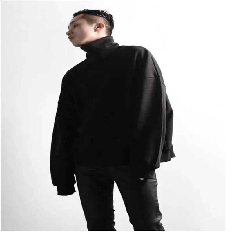 Men's Long Sleeve Hoodie Spring And Autumn New Dark Department High Collar Bottom Shirt Casual Versatile Loose Large Size Hoodie