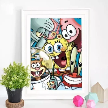 

Diamond Mosaic Icons Cartoons 5D Diamond Painting Embroidery SpongeBob Rhinestone Pictures Manual Art Home Decor