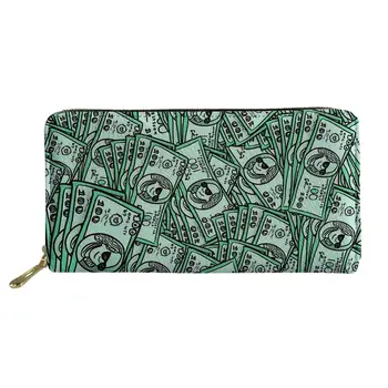 

NOISYDESIGNS Paper Money Printed Long Purse Ladies Dollar Clutch Bag Wallet 3D Coin Pocket Females Card Holders Bolsos Mujer
