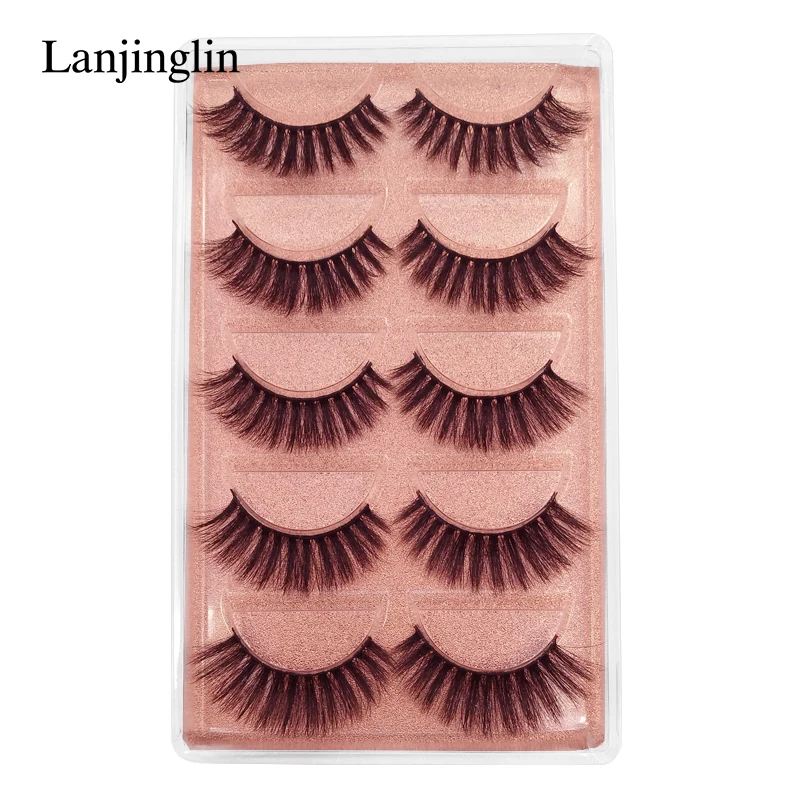 LANJINGLIN норковые ресницы 5 пар натуральные накладные ресницы ручной работы 3d норковые ресницы макияж Поддельные ресницы наращивание ресниц