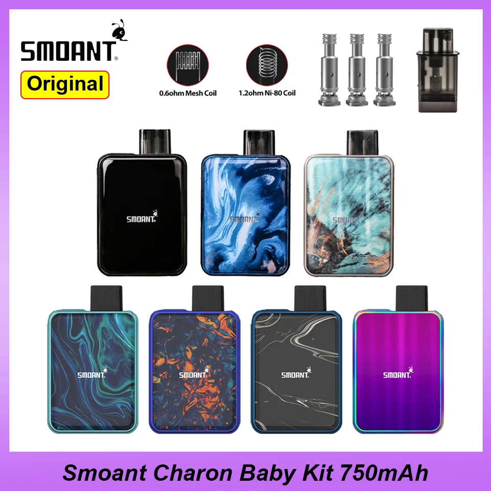 Оригинальный набор Smoant Charon Baby Pod 750 мАч 15 Вт 2 мл картридж Ом сетка наборы Ni80 VS JC01 |