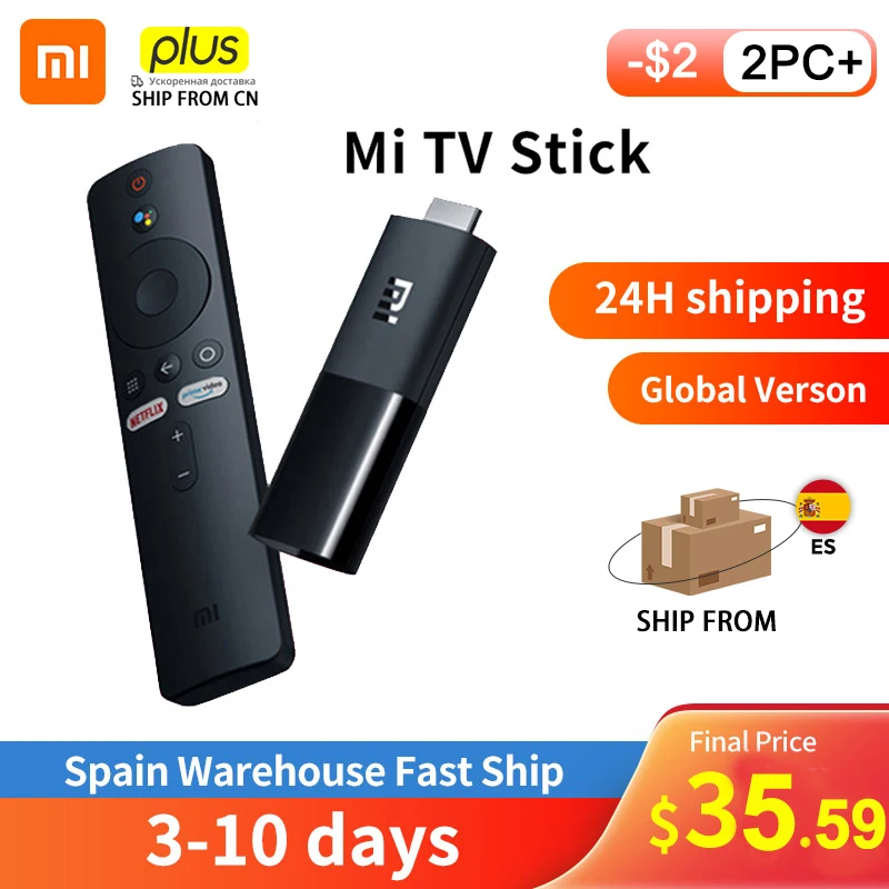 Оригинал Xiaomi Mi TV Stick Android 9 0 четырехъядерный процессор Dolby DTS HD Двойное