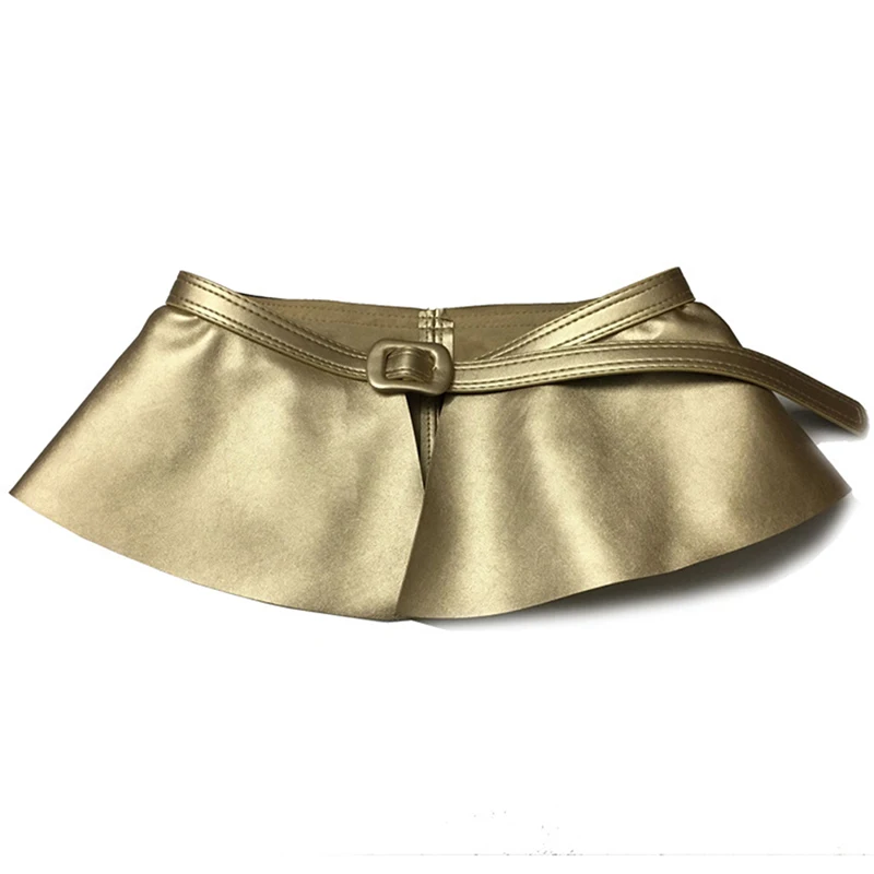 Ультра широкий женский пояс для платьев Женская юбка с оборками пояс на талии черный эластичный женский кожаный ремень - Цвет: Plain gold