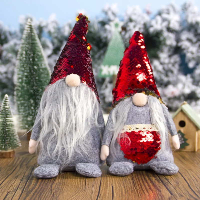 Плюшевая кукла гном, шляпа с пайетками(карман), Шведский Рождественский Санта, нордический эльф, статуэтка, украшение для дома и праздника