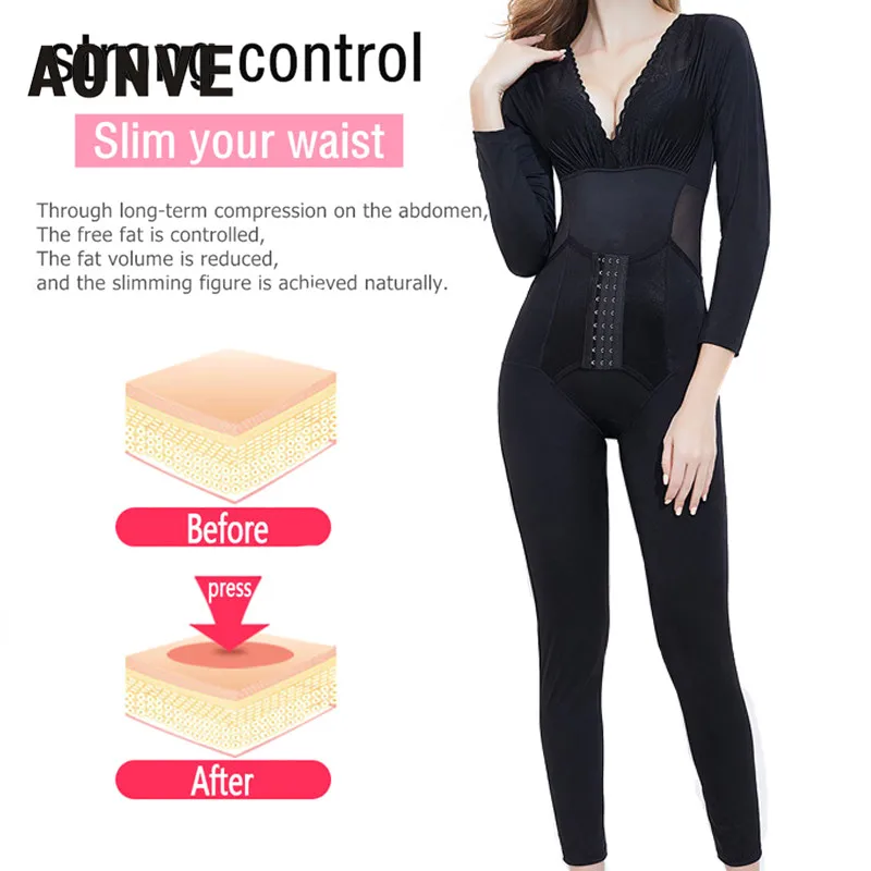 Female Body Shaper Women's Slimming Bodysuit Long Sleeve Seamless