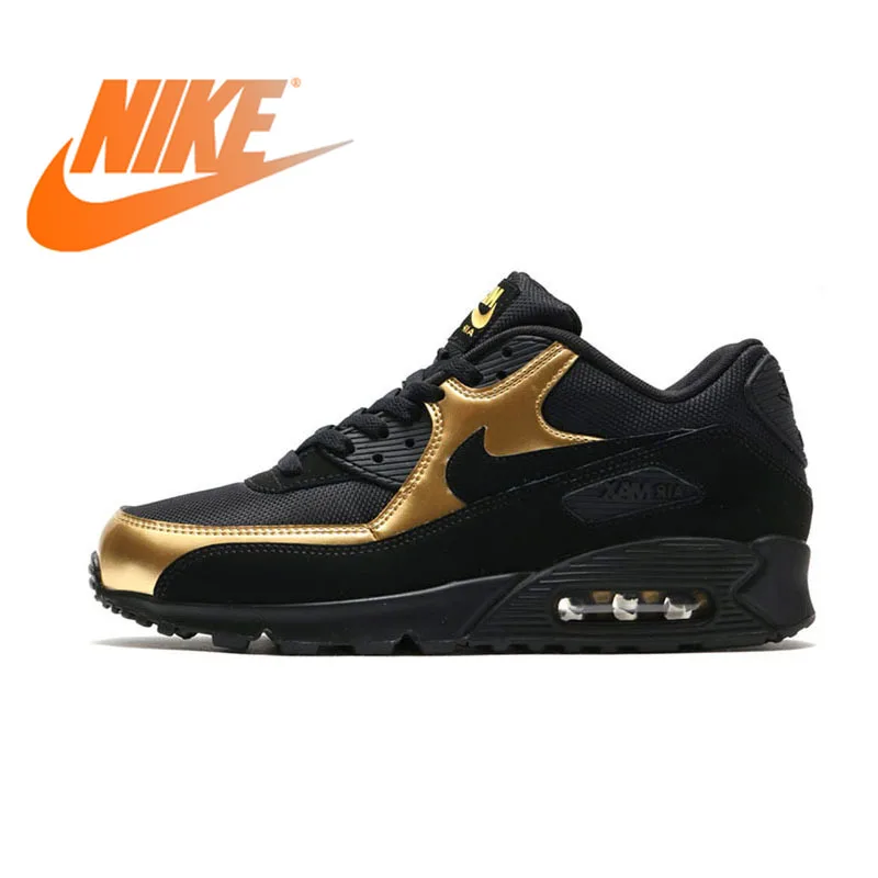 Оригинальный Nike Оригинальные кроссовки AIR MAX 90 мужская обувь новый бренд черный кроссовки удобные дышащие спортивные 537384