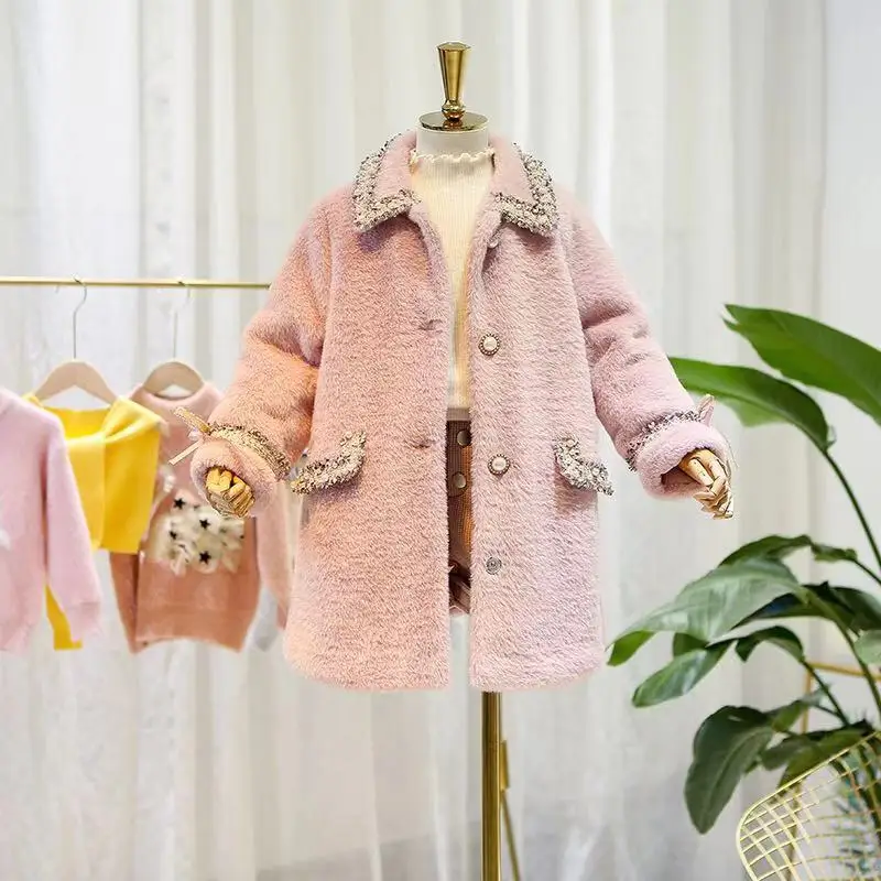 Г. Зимняя куртка, пальто для девочек, одежда для детей розовое/белое пальто, одежда Фланелевое пальто, Брендовая верхняя одежда, От 3 до 10 лет