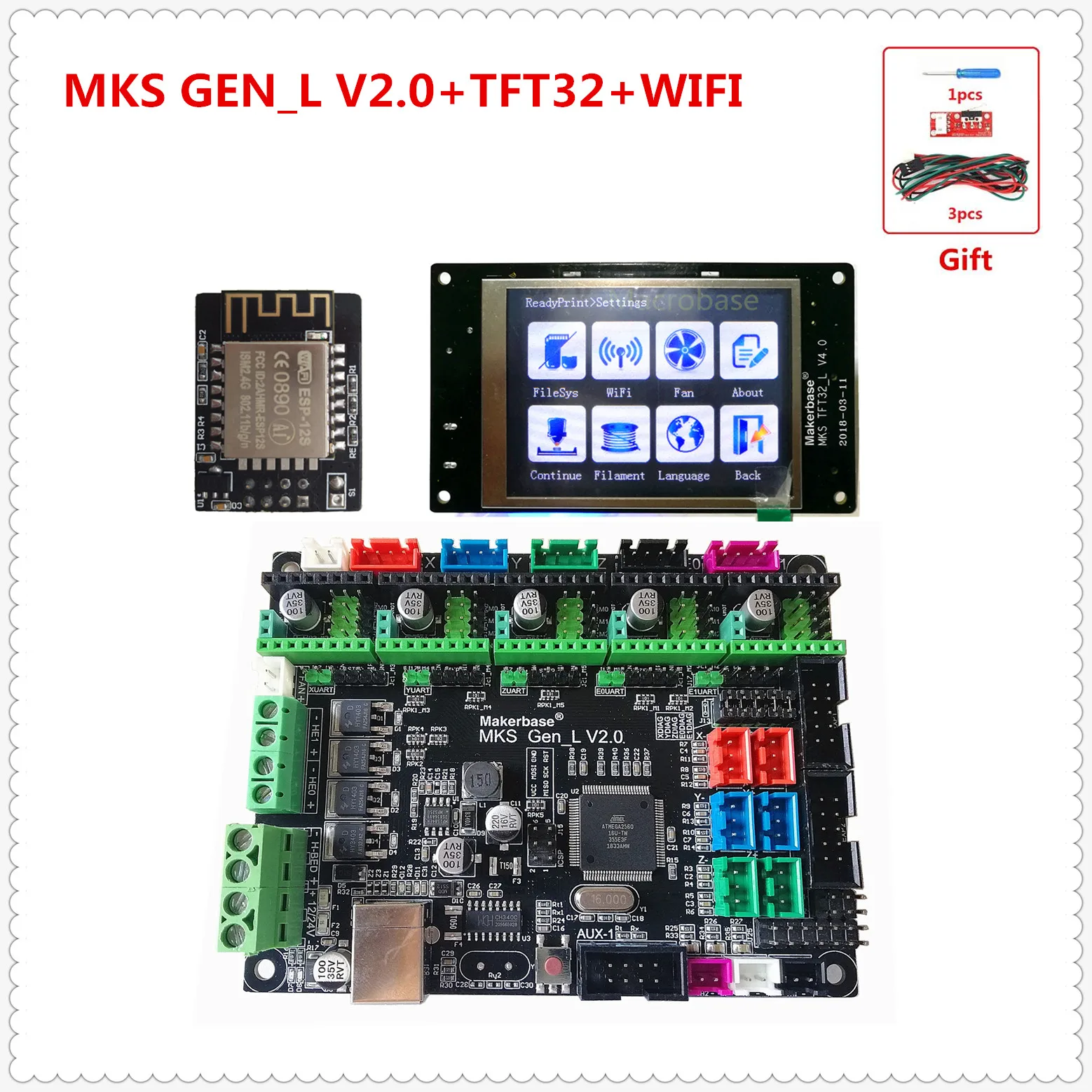 MKS GEN L V2.0+ MKS TFT32 lcd сенсорный дисплей+ MKS wifi модуль дешевый 3D электронный блок openbuilds для 3d принтера стартер